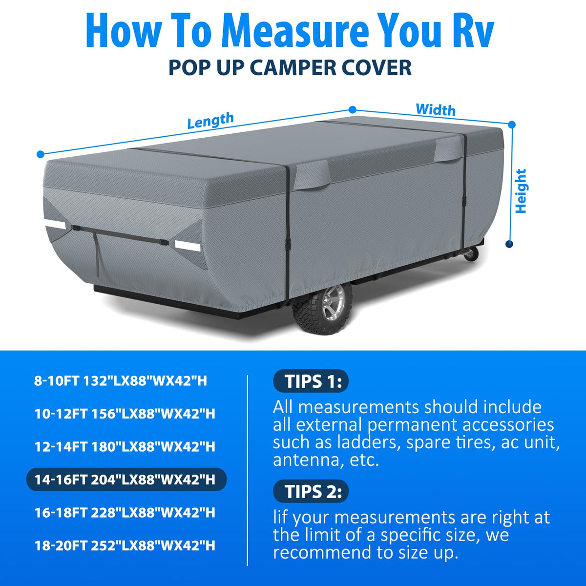 9 Layers 14-16ft Tent Trailer Cover S187168