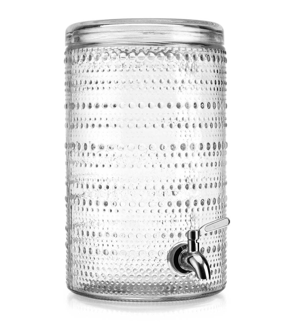 2 Gallon Clear Glass Beverage Dispenser with Stainless Steel Spigot F222