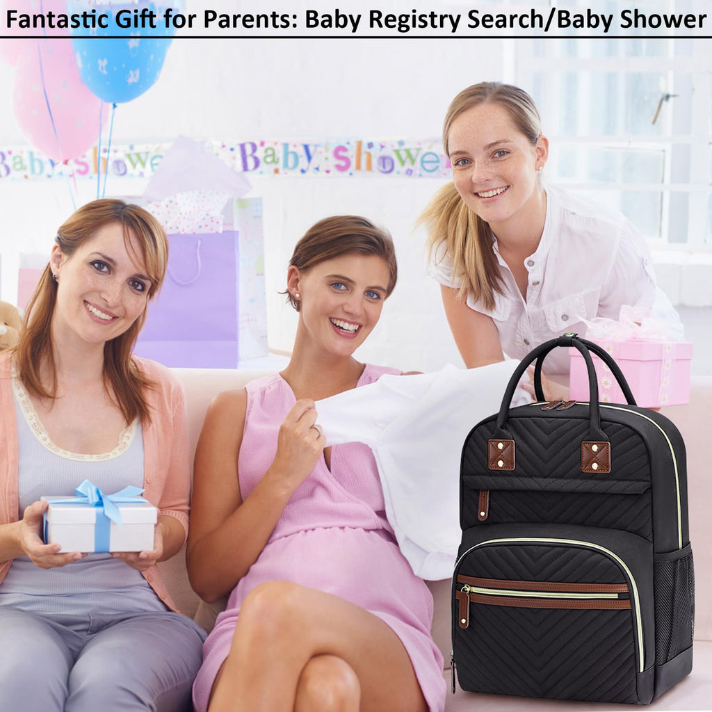 Diaper Bag Backpack with Insulated Pockets Black I3670