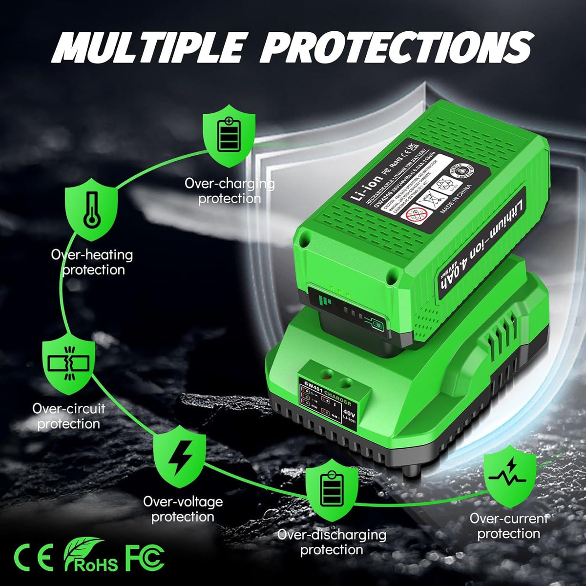 4.0Ah Replacement Battery and Charger O6558