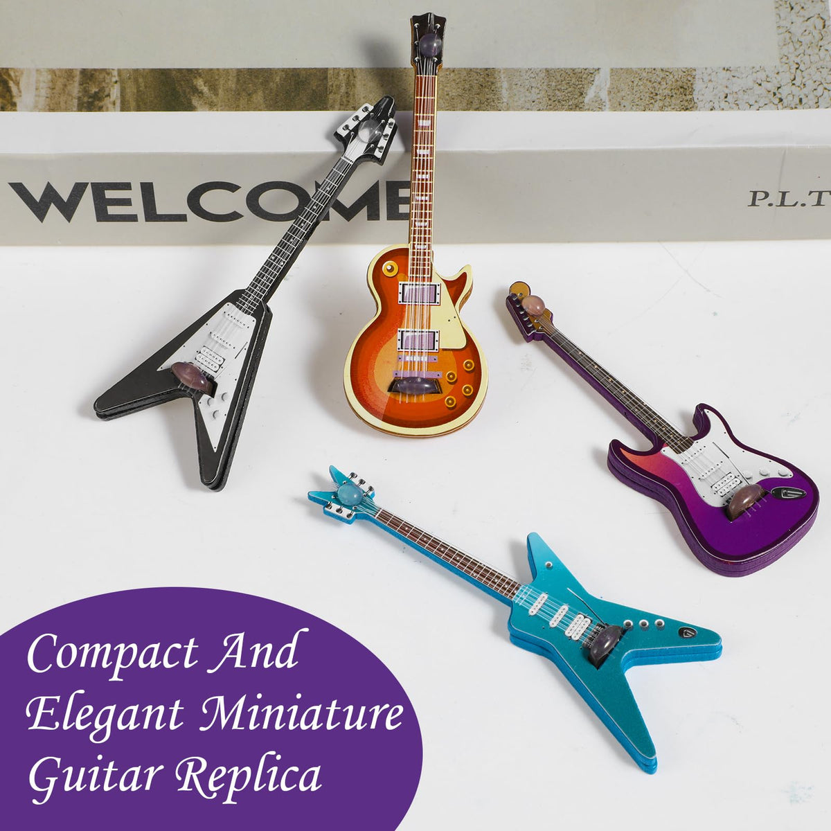 1:12 Scale Miniature Electric Guitar & Bass Guitar Ornament E24486