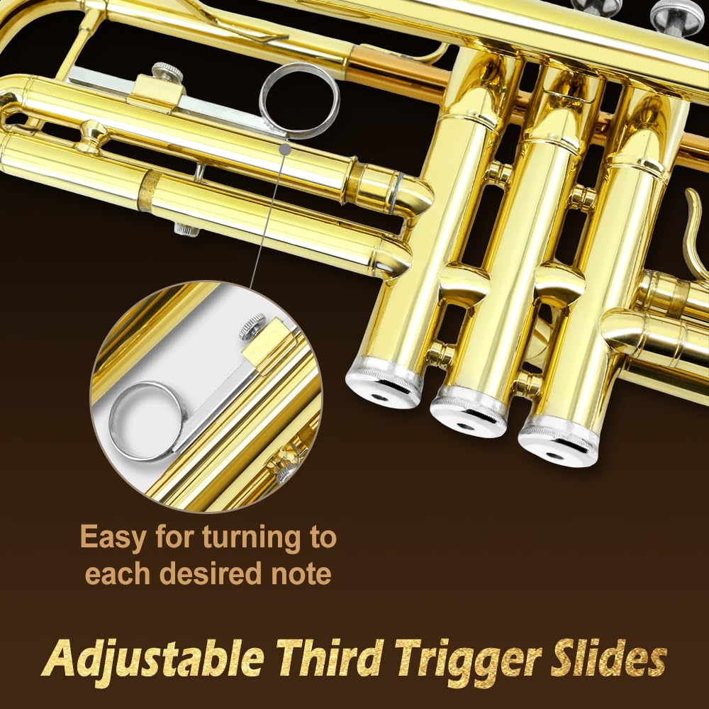 Bb Trumpet Standard Kit with Carrying Case 7C Mouthpiece Clean Cloth Gloves Brass Instrument Z477