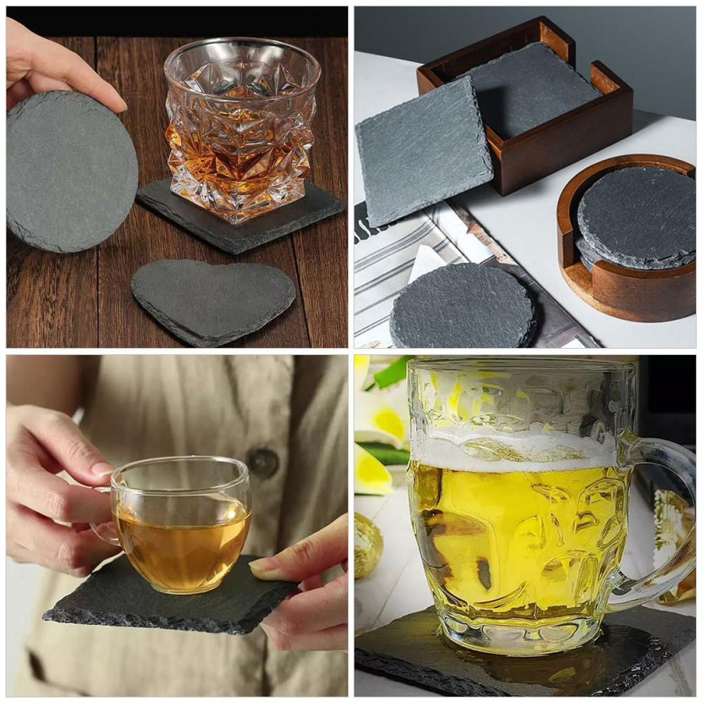 Natural Stone Drink Coasters 12 Pcs Square K165527