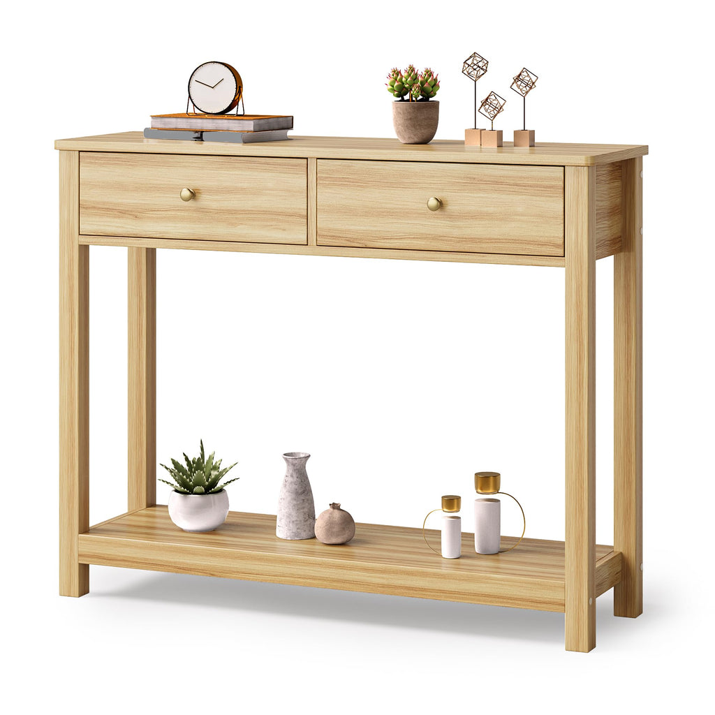2 Drawer Oak Console Table L324556