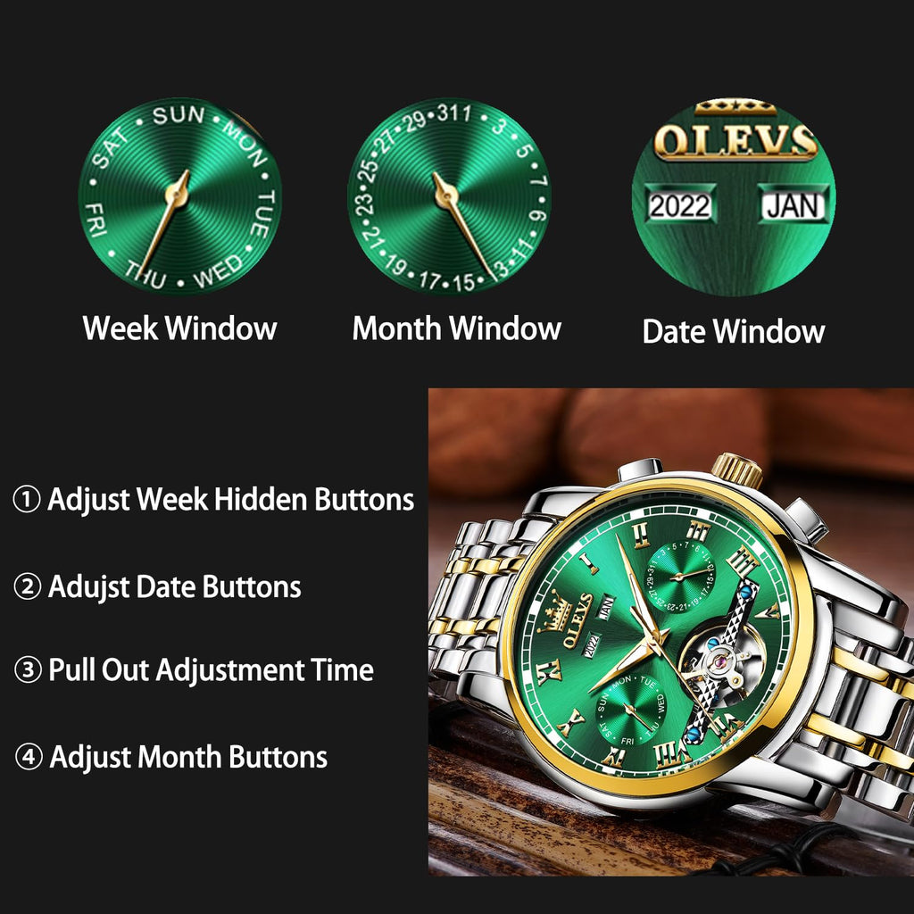 Automatic Mechanical Waterproof Stainless Steel Wrist Watch N634