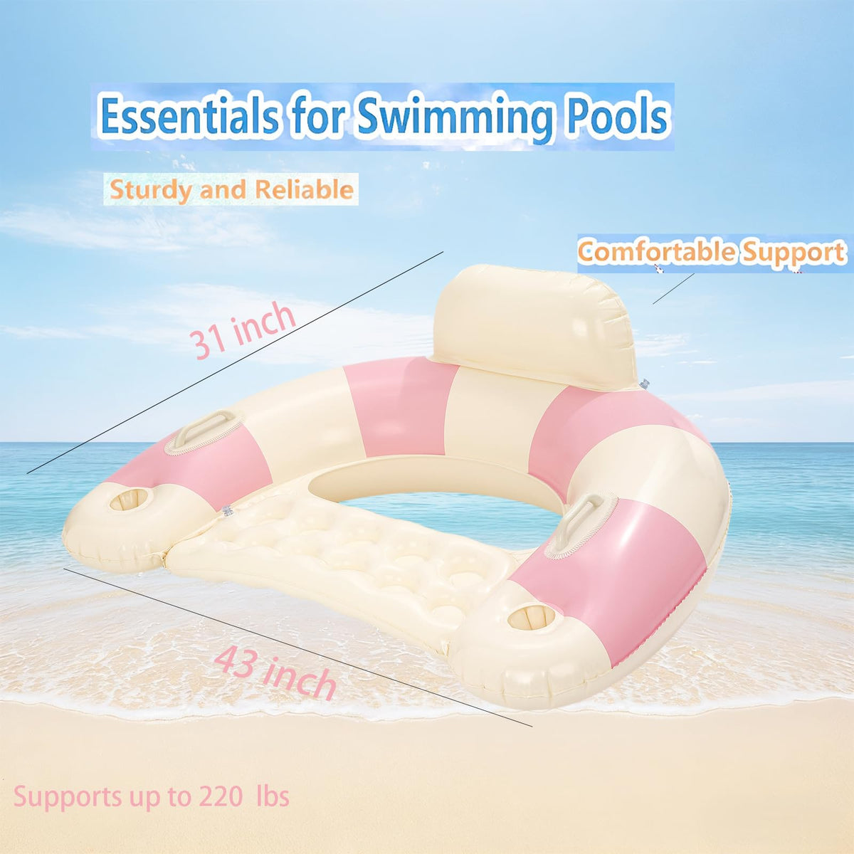 Inflatable Pool Float Chair with Cup Holders H7879