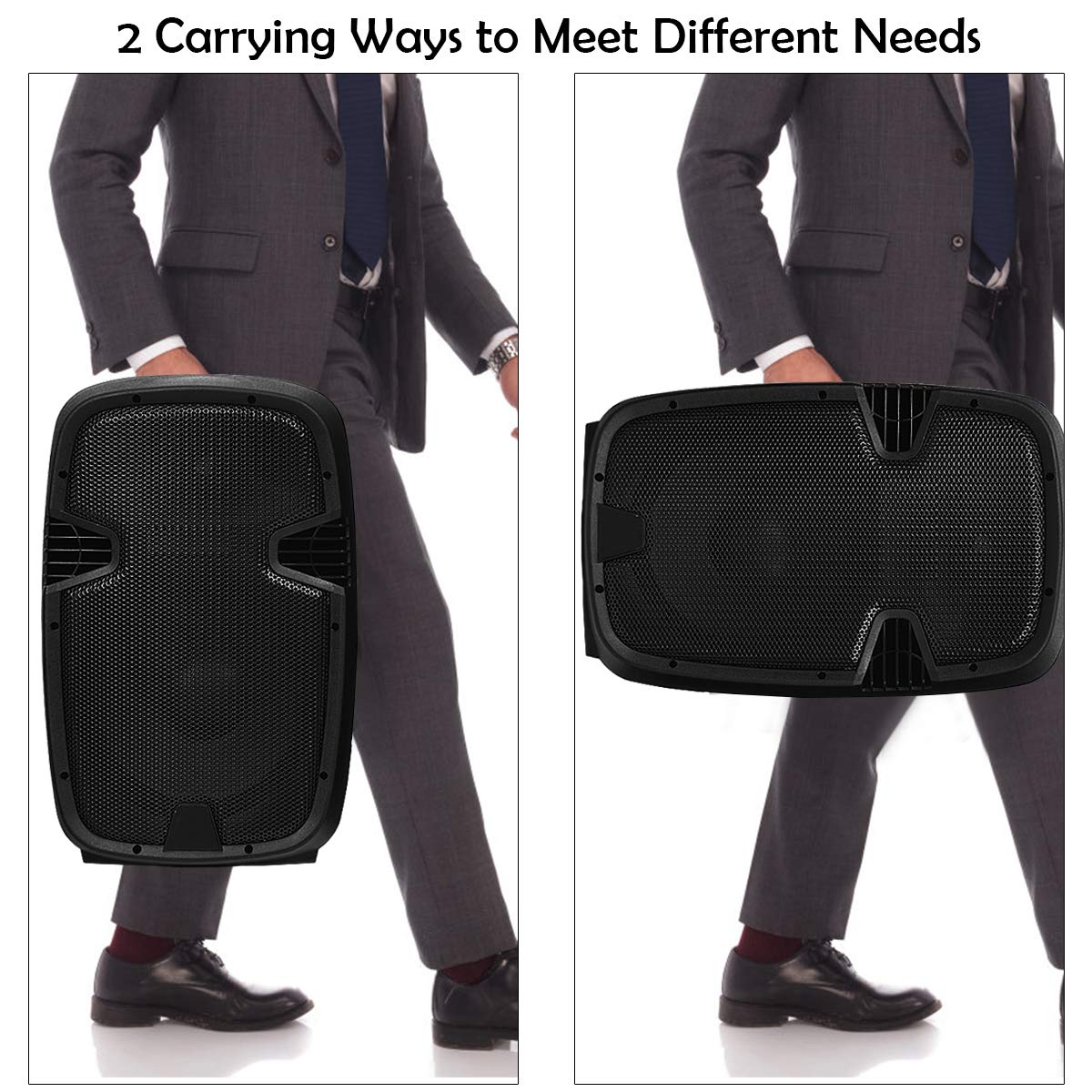 2000W 12" Portable Dual Powered Speakers PA System with Tripod Stands J801675