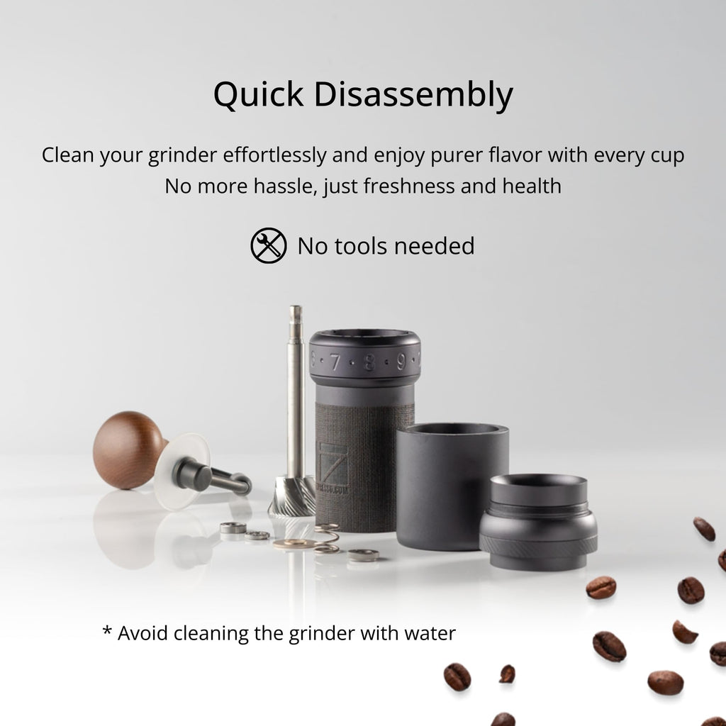 Manual Coffee Grinder Silver with Carrying Case Stainless Steel Conical Burr A119383