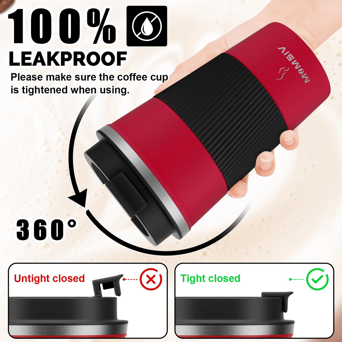 17oz Insulated Travel Coffee Mug with Leakproof Lid W411189