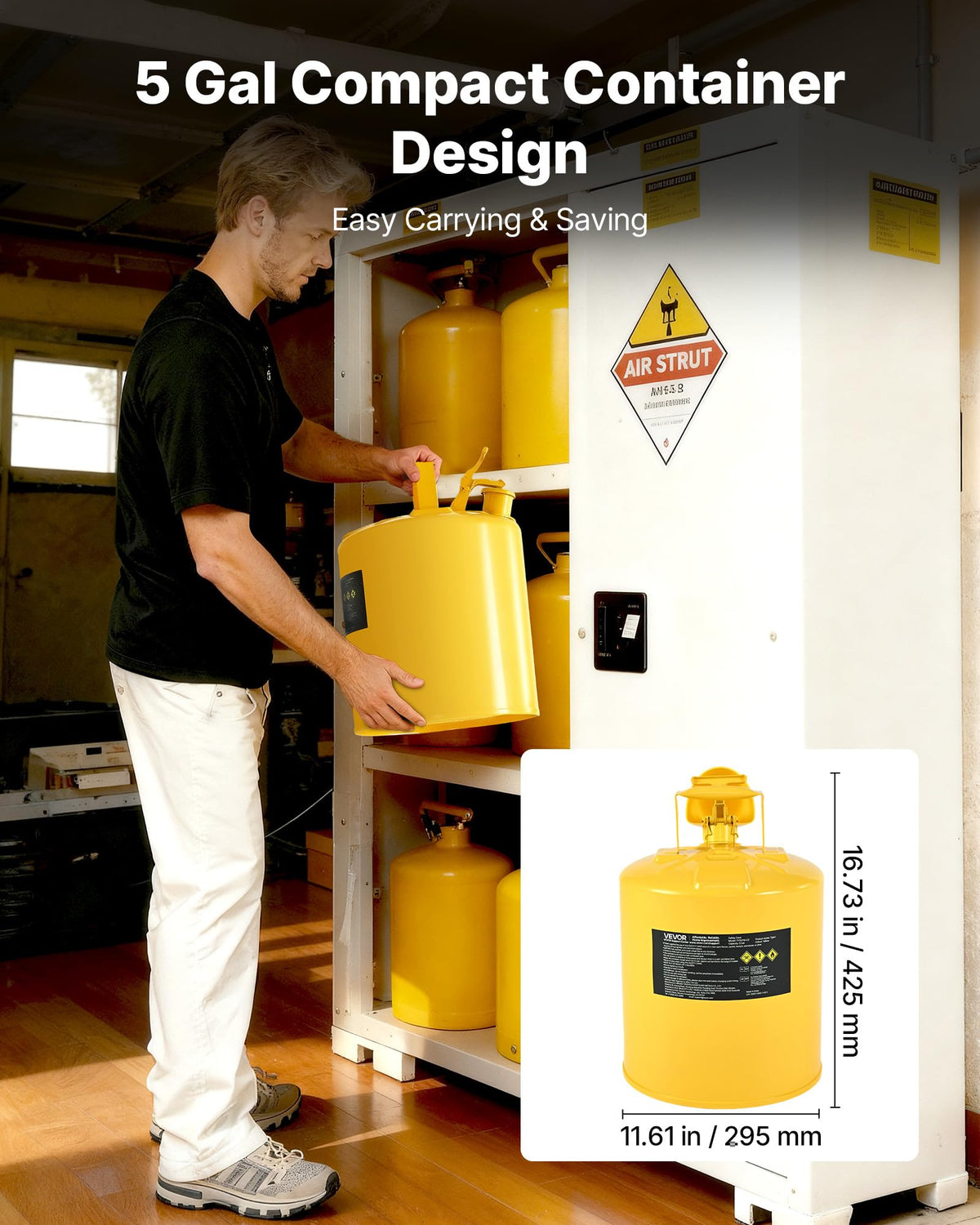 5 Gallon Type I Yellow Metal Container with Flame Arrester Z482