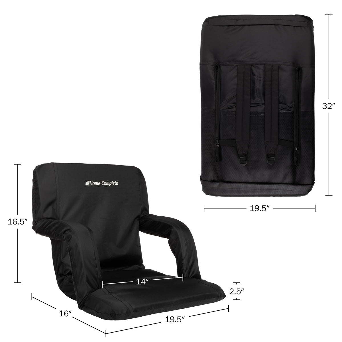 2-Pack Reclining Bleacher Chairs with Back and Cushion S1446