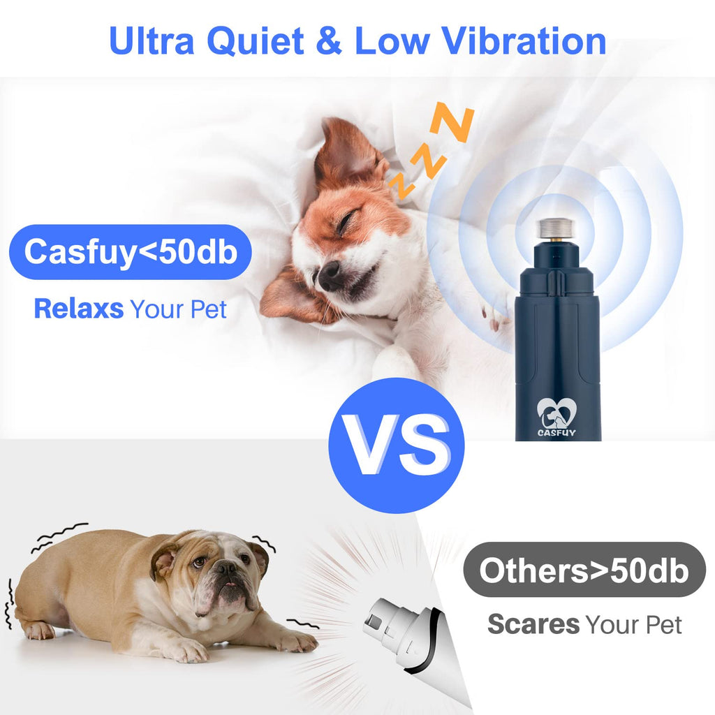 Dog Nail Grinder with LED Light 2-Speed Electric Pet Nail Trimmer Dark Blue L337274