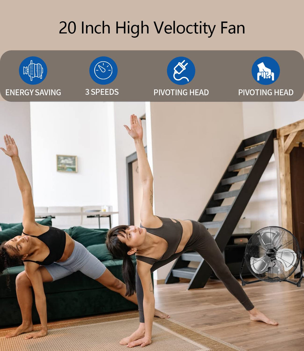 20 Inch Heavy Duty High Velocity Metal Floor Fan D791530