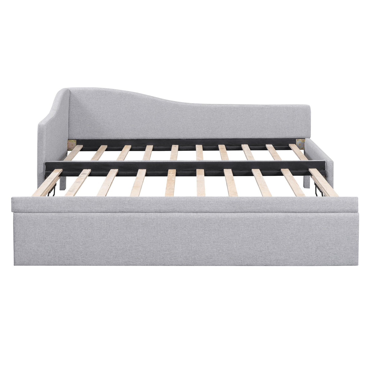 Twin Size Linen Extendable Upholstered Daybed with Pop Up Trundle U6402