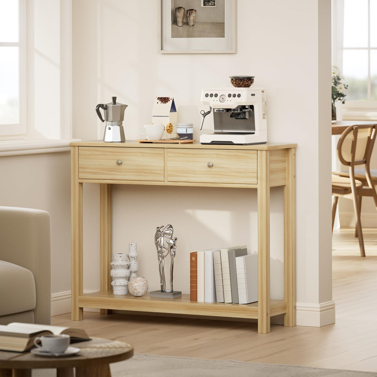 2 Drawer Oak Console Table L324556