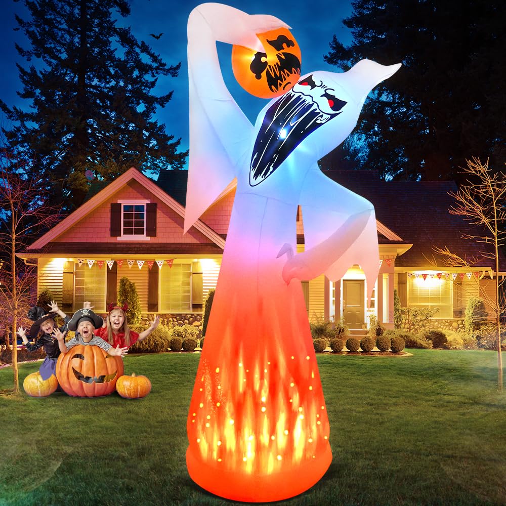 10 FT Halloween Inflatable Ghost with Pumpkin H980