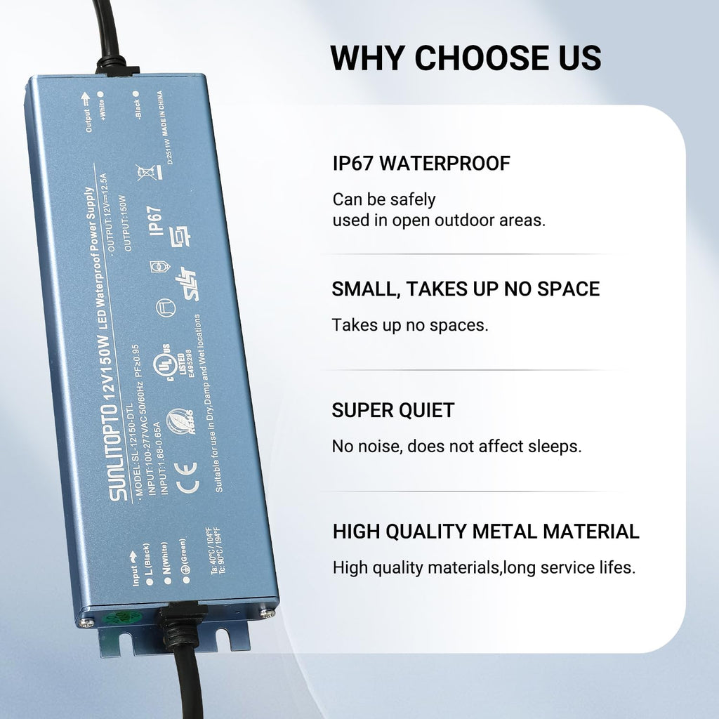 200W IP67 Waterproof 12V LED Power Supply J173403