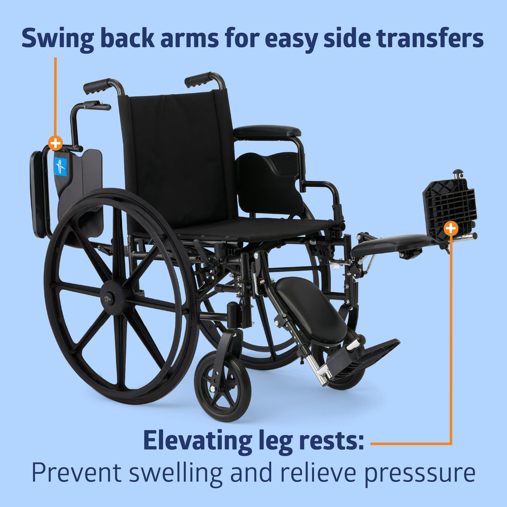 Lightweight Wheelchair with 18" Wide Seat and 300 lb. Weight Capacity V613