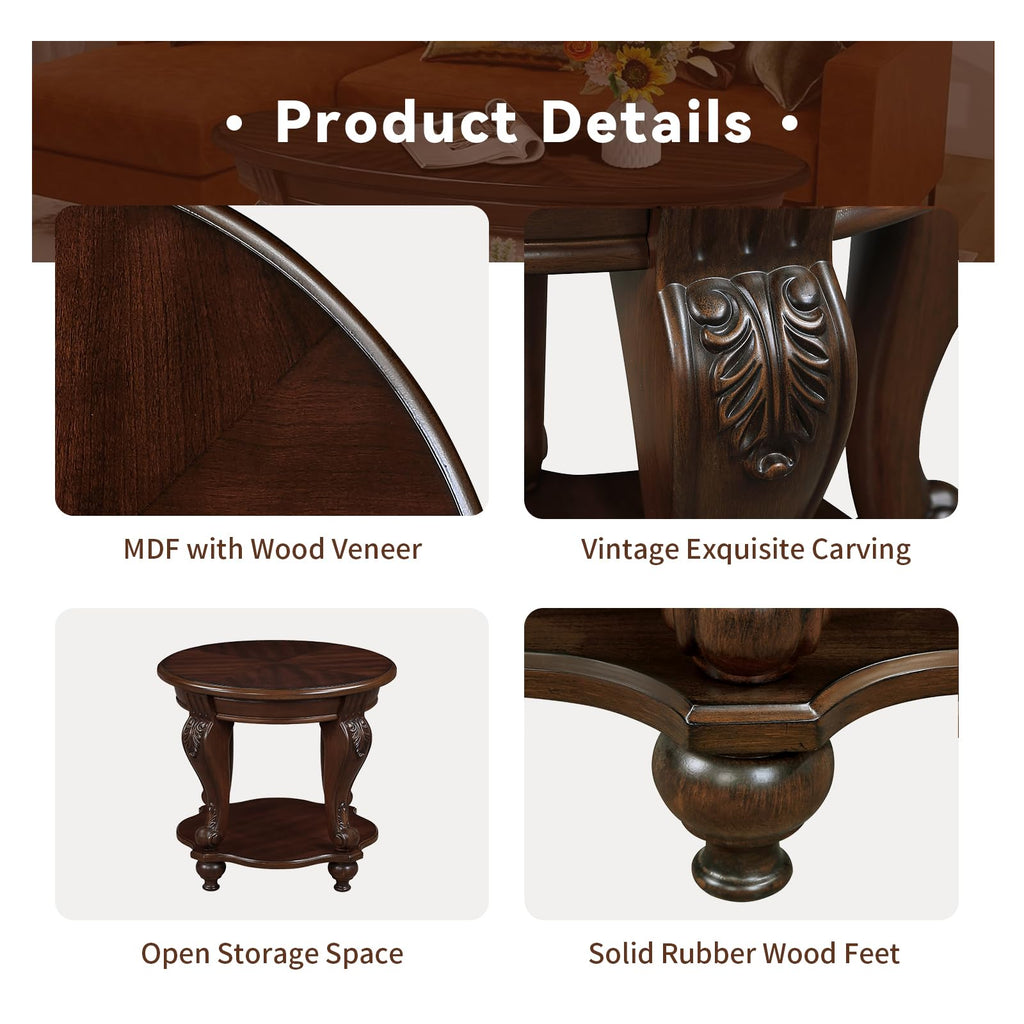 2 Tier Round Wood End Table F7662