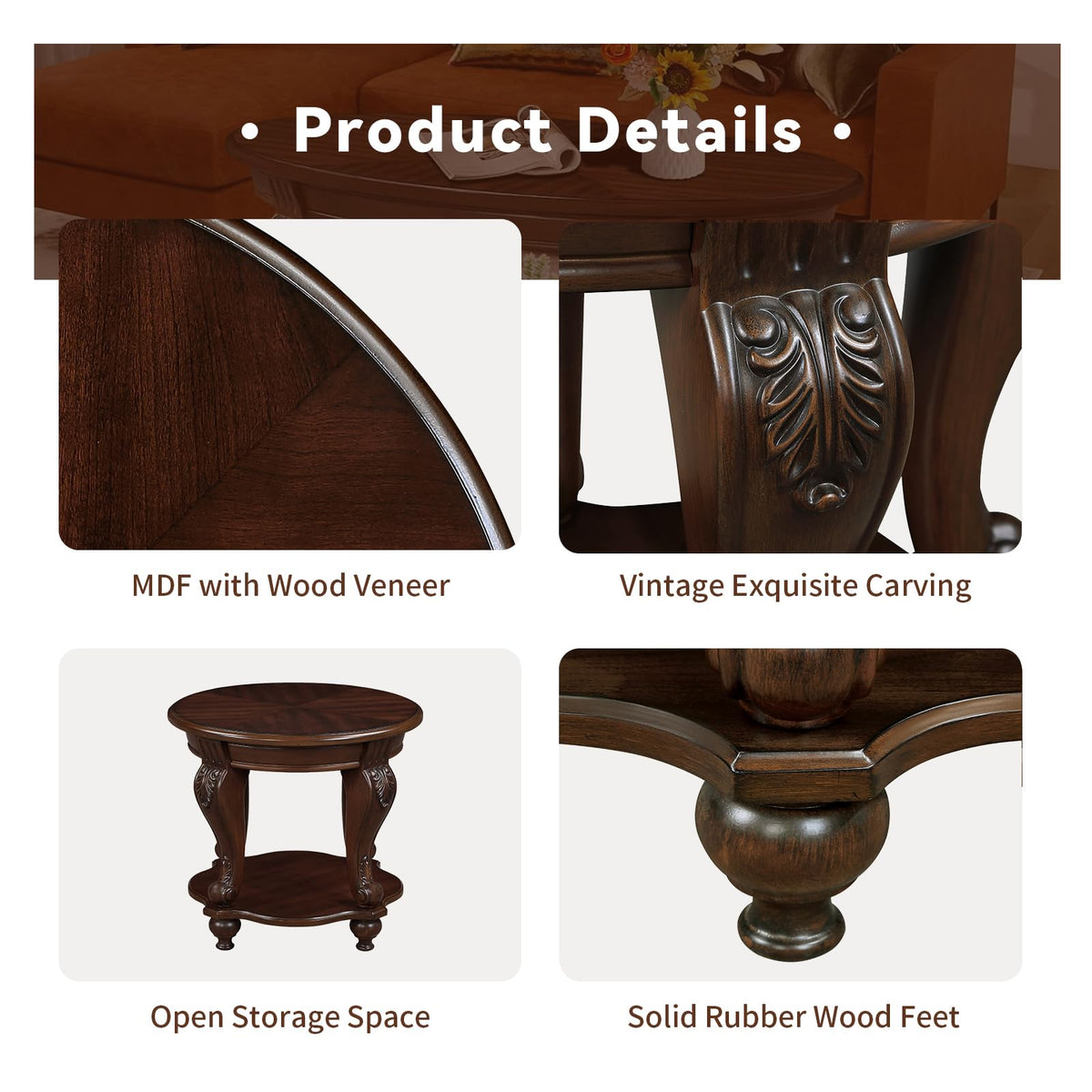 2 Tier Round Wood End Table F7662