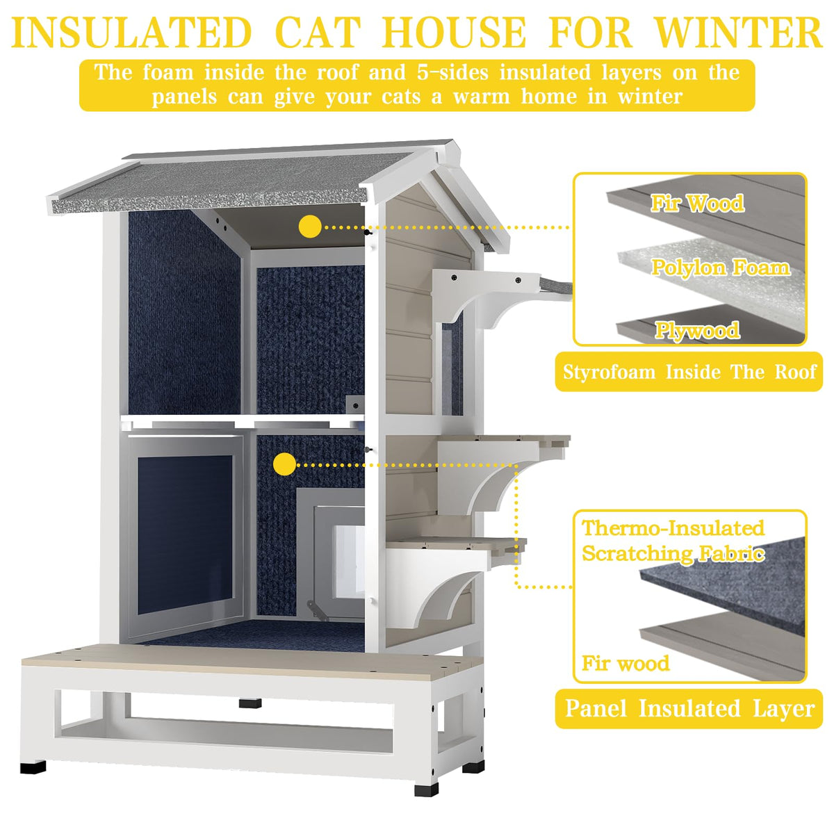 2-Story Insulated Outdoor Cat House S429876