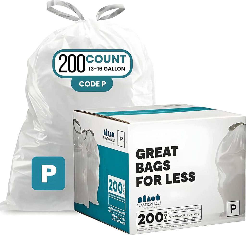 White Drawstring Trash Bags 13-16 Gallon 200 Count J569