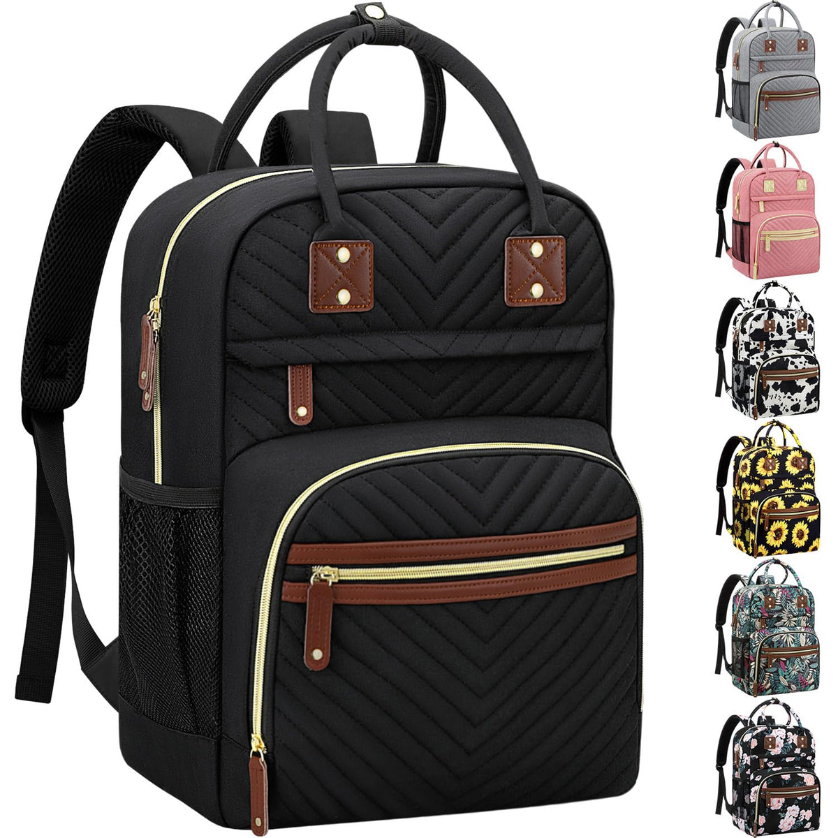 Diaper Bag Backpack with Insulated Pockets Black I3670