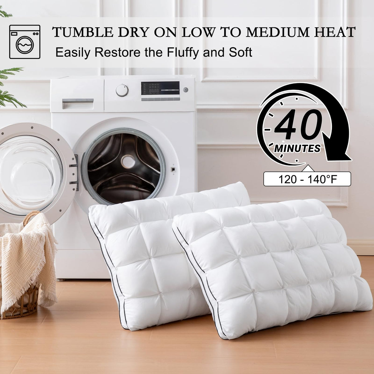 King Size Set of 2 Cotton Pillows I69578