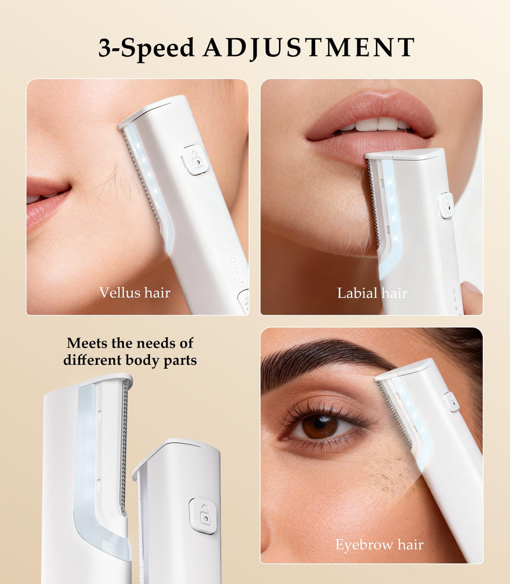 Rechargeable Dermaplaning Razor for Women Face with 10 Replacement Blades L68257
