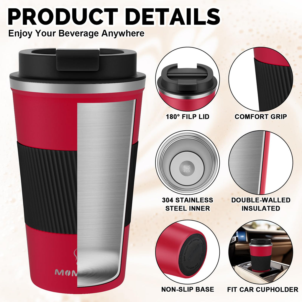 17oz Insulated Travel Coffee Mug with Leakproof Lid W411189