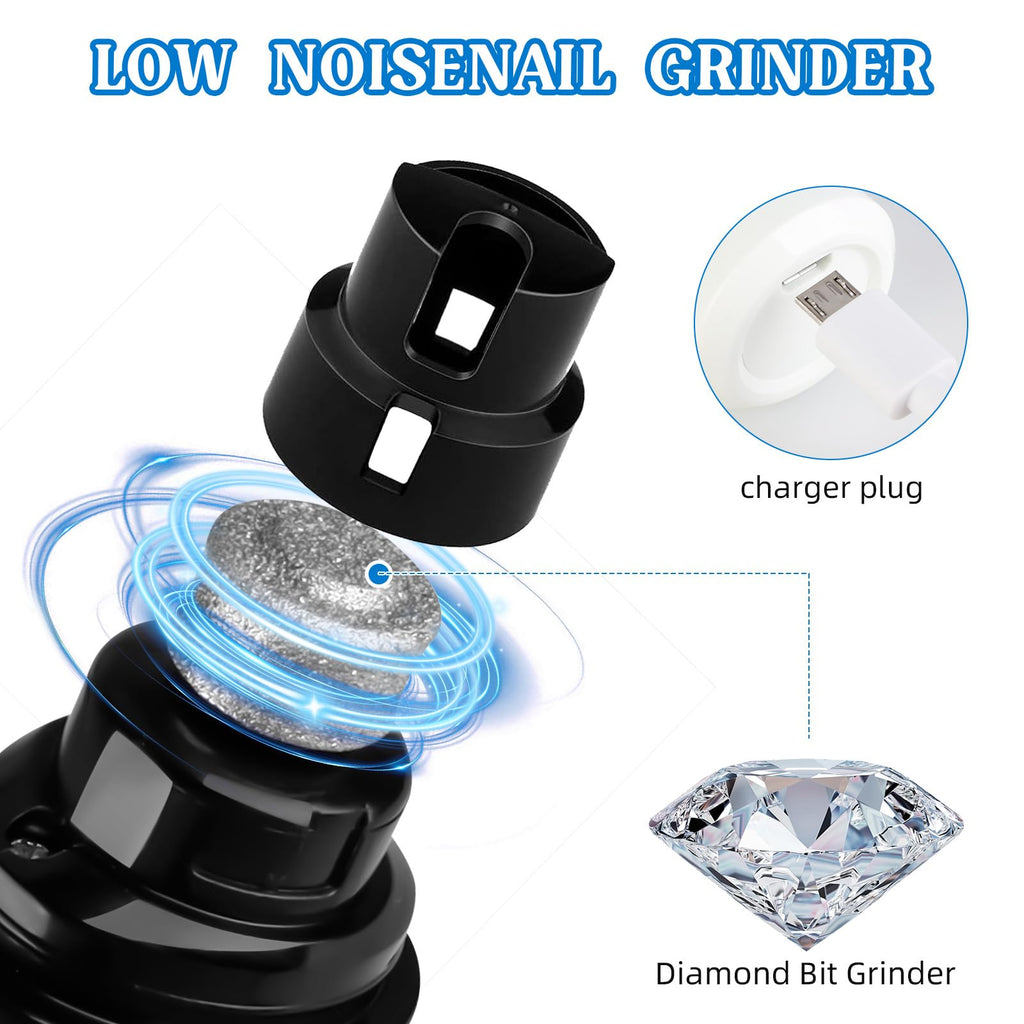 2-Speed Rechargeable Quiet Electric Pet Nail Grinder D9905