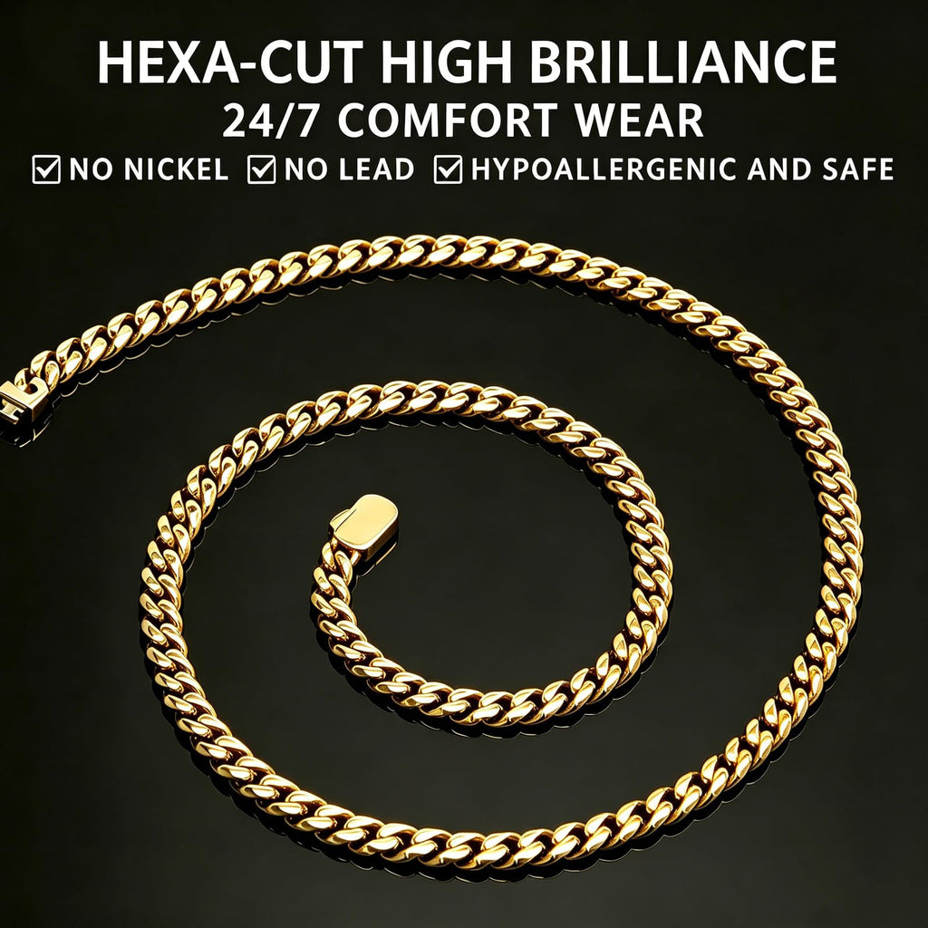 Stainless Steel 6mm Cuban Link Chain Necklace I533