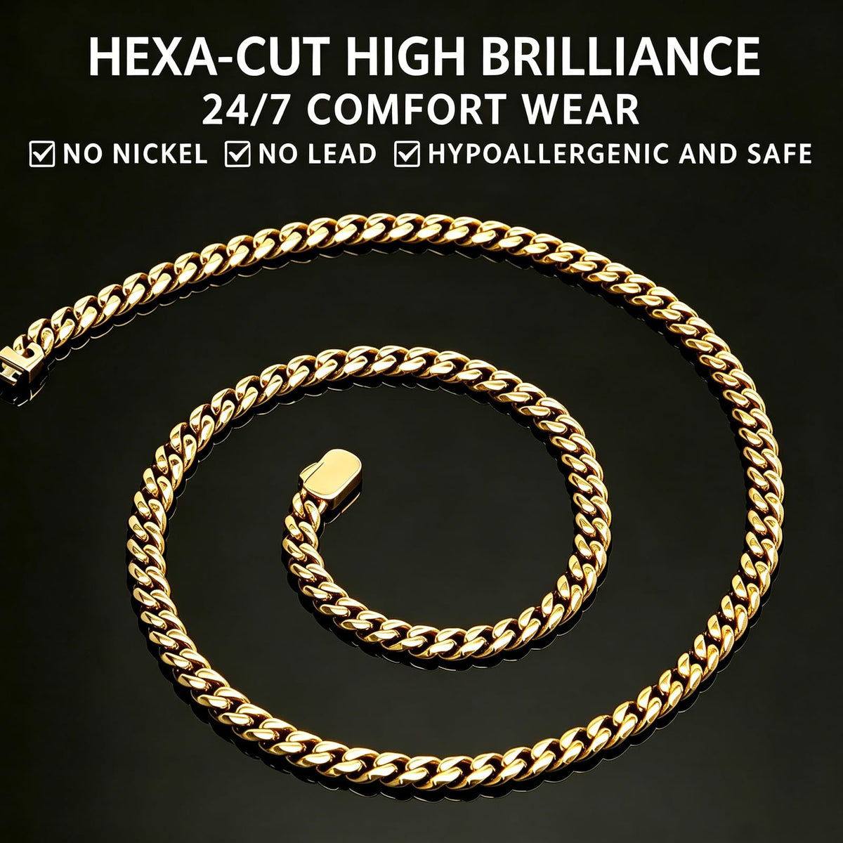 Stainless Steel 6mm Cuban Link Chain Necklace I533