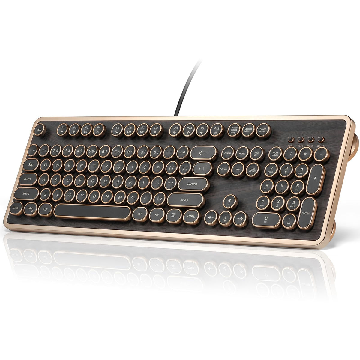 Wired Full-Size 104 Keys Mechanical Keyboard with Round Keycaps C20282