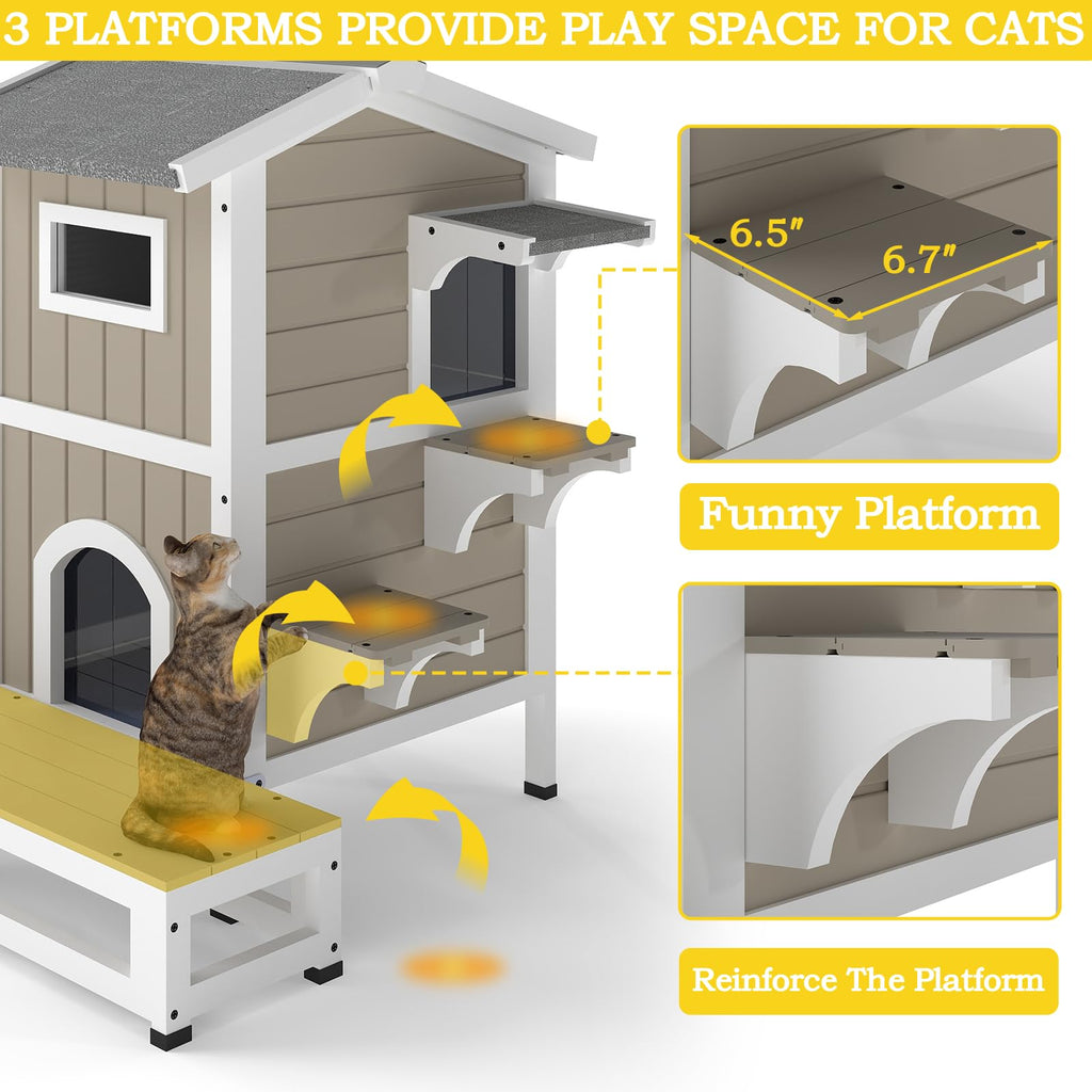 2-Story Insulated Outdoor Cat House S429876