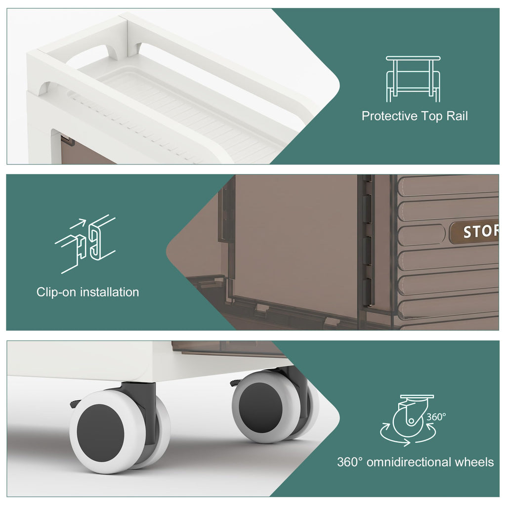 7.87" Wide Slim Bathroom Storage with Drawers and Wheels S66163