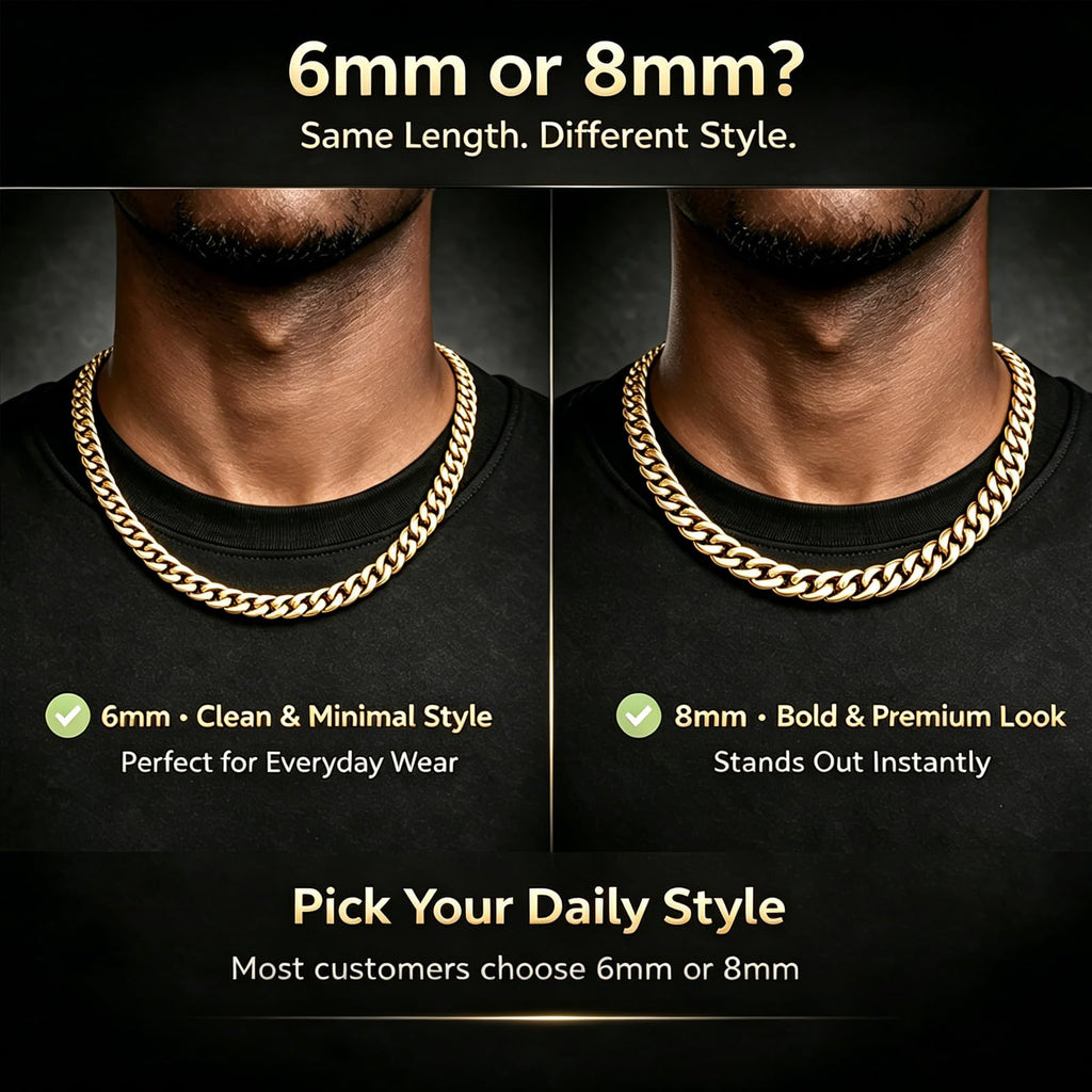 Stainless Steel 6mm Cuban Link Chain Necklace I533