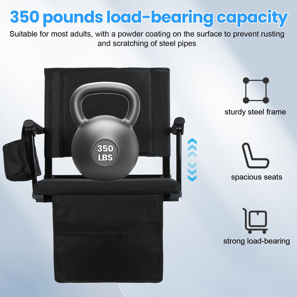 2 Pcs Folding Stadium Seat with Cup Holder F221
