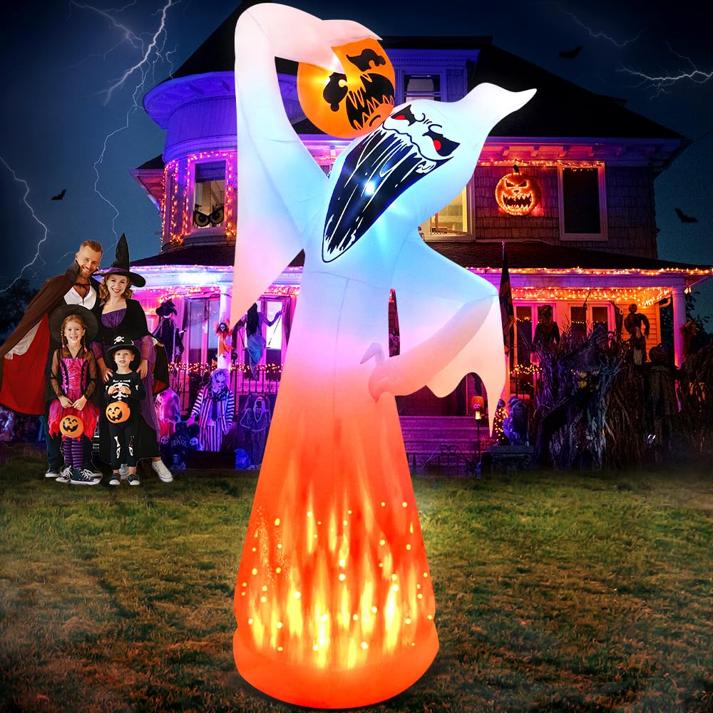 10 FT Halloween Inflatable Ghost with Pumpkin H980