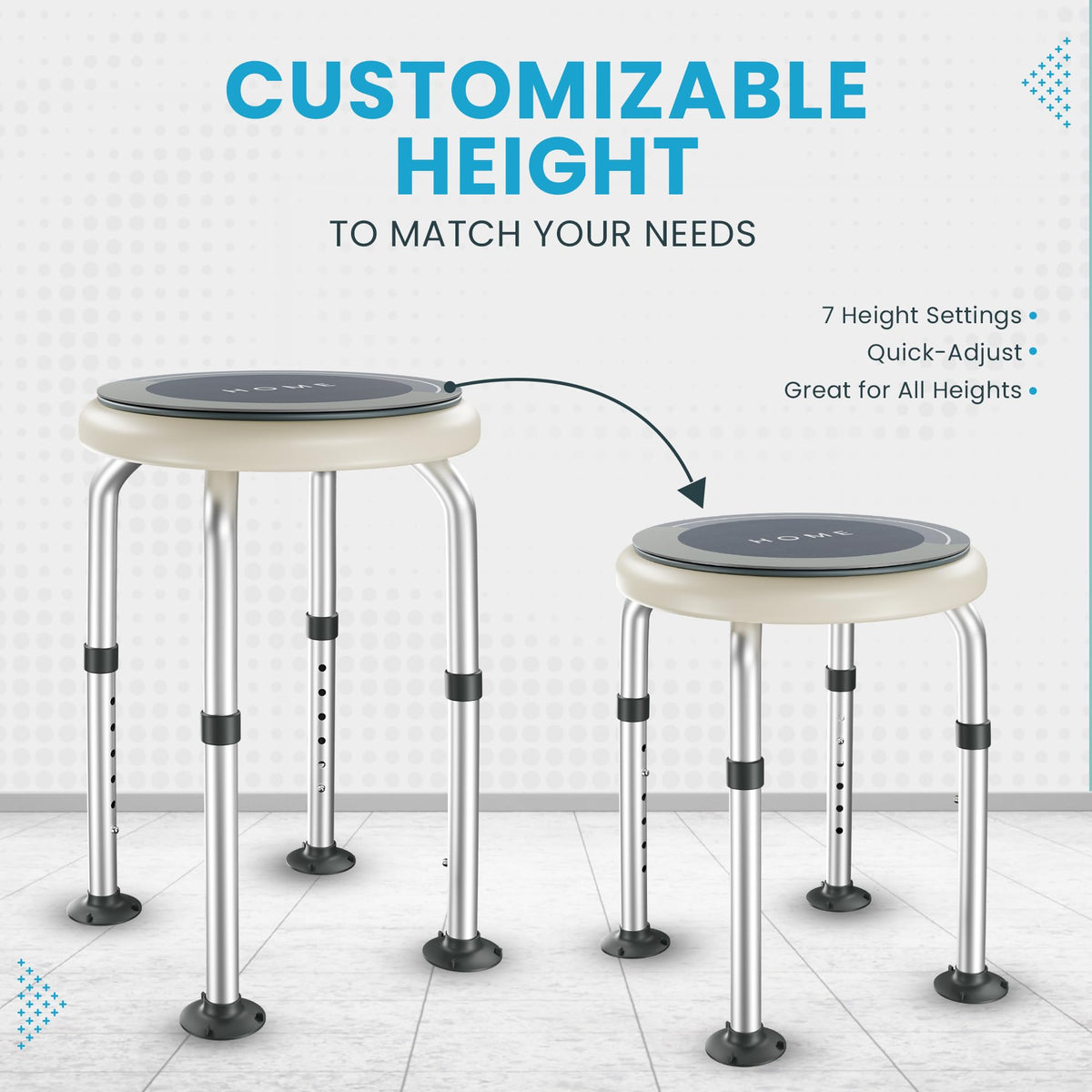 Adjustable Swivel Shower Stool with Non-Slip Feet K881967