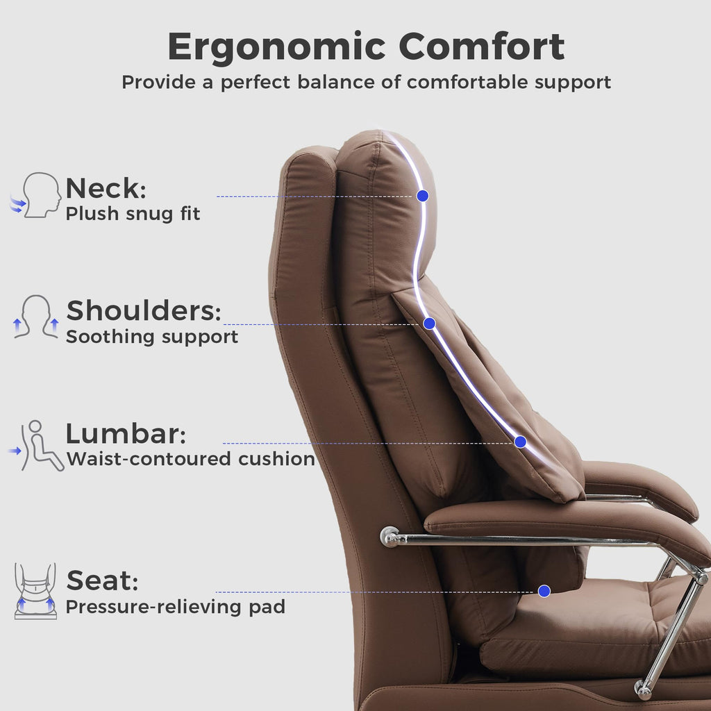 Brown PU Leather Recliner Chair with Footrest 400LBS B110456
