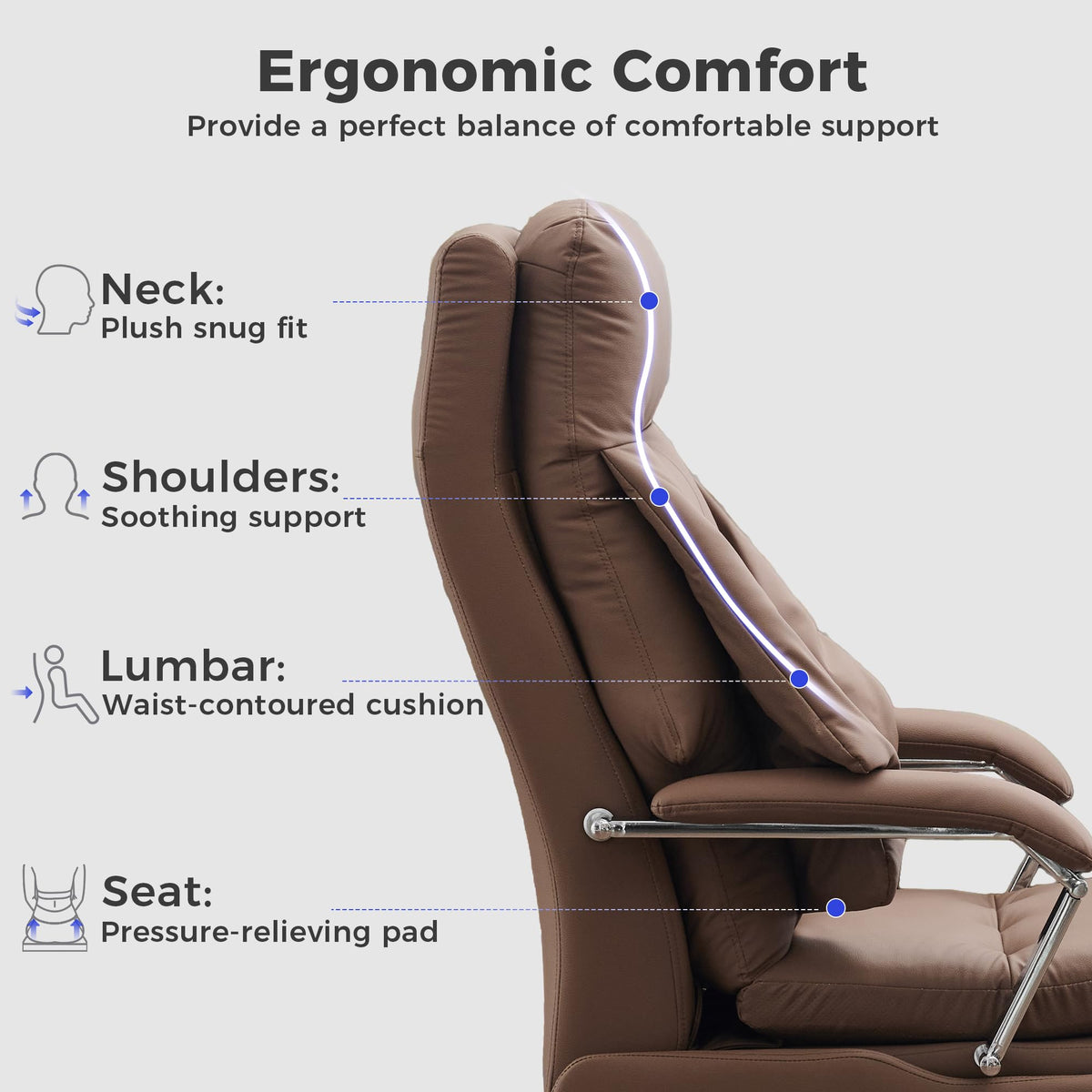 Brown PU Leather Recliner Chair with Footrest 400LBS B110456