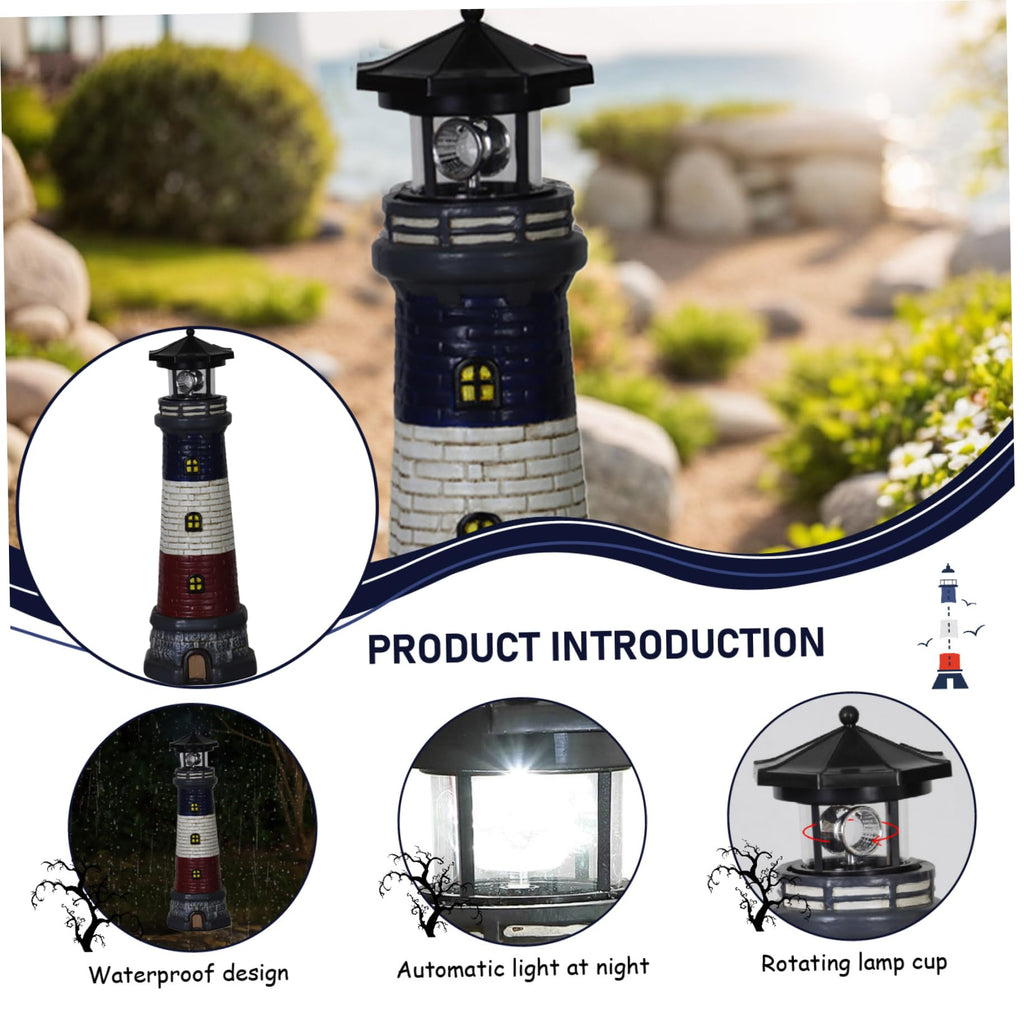 15" Tall Waterproof Resin Lighthouse Lamp with 360° Rotating LED G172724