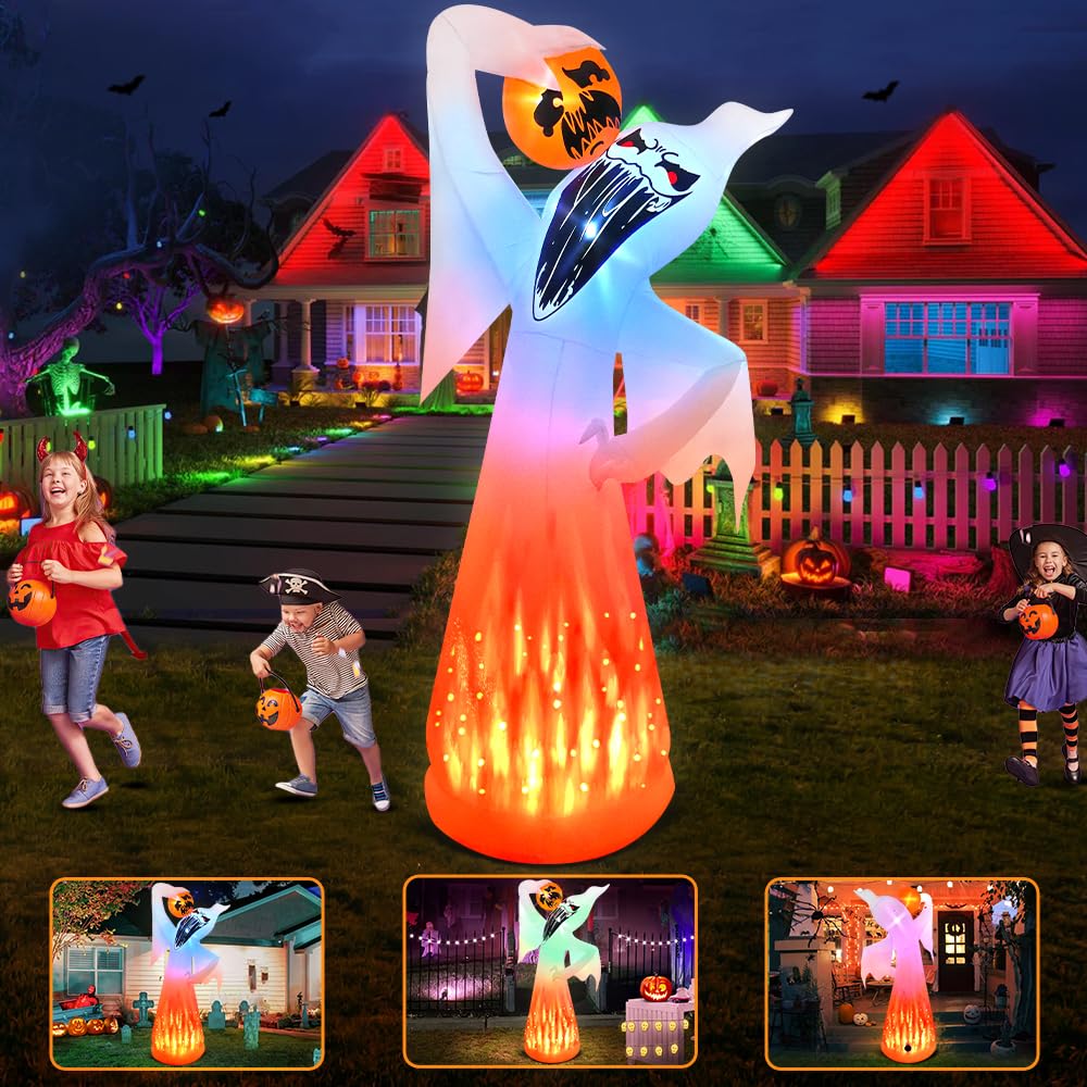10 FT Halloween Inflatable Ghost with Pumpkin H980