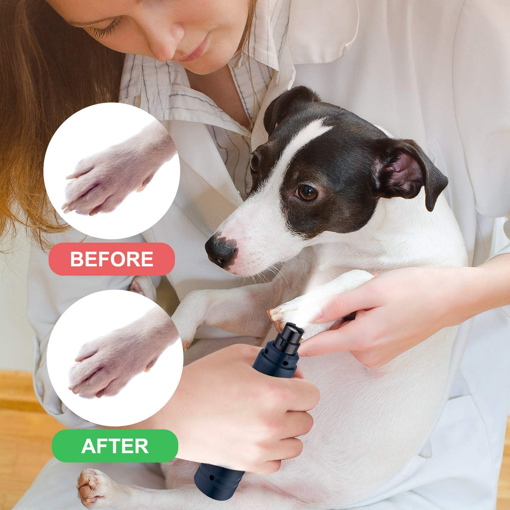 Dog Nail Grinder with LED Light 2-Speed Electric Pet Nail Trimmer Dark Blue L337274