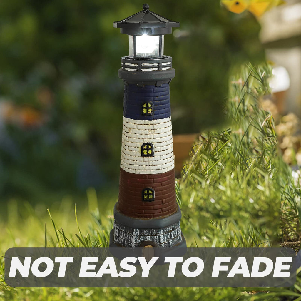 Solar Lighthouse Garden Lights Outdoor Waterproof Resin Statue Lamp L3943