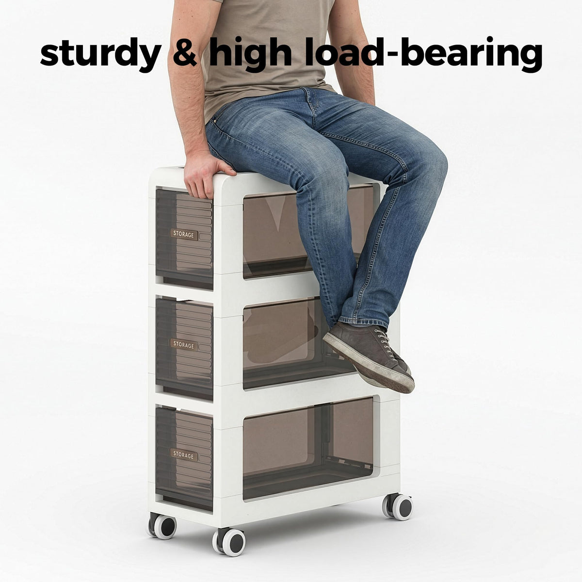 7.87" Wide Slim Bathroom Storage with Drawers and Wheels S66163