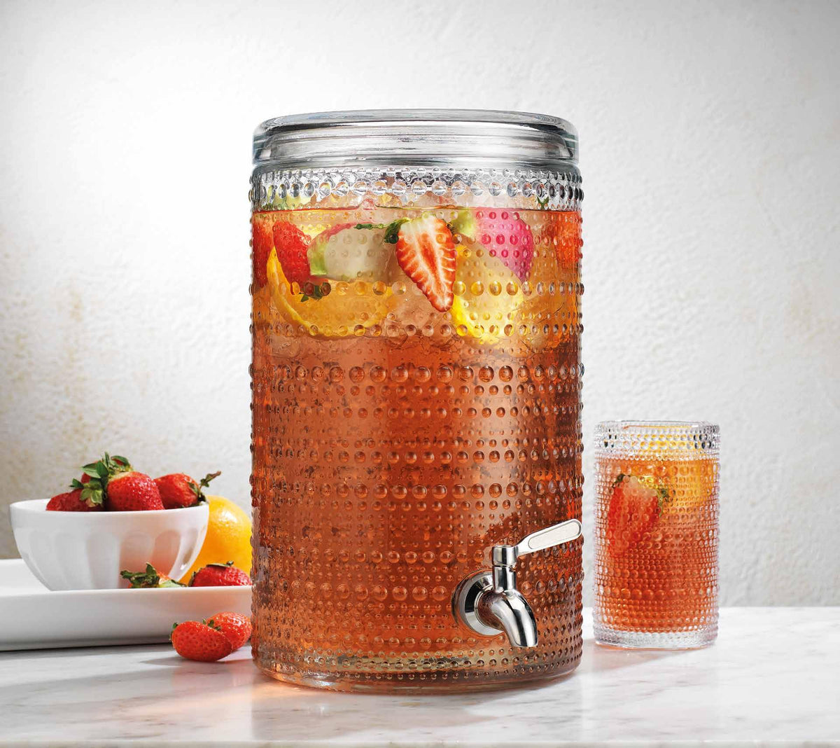 2 Gallon Clear Glass Beverage Dispenser with Stainless Steel Spigot F222