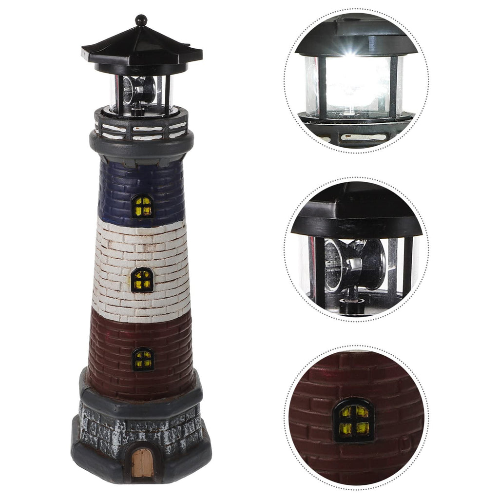 Solar Lighthouse Garden Lights Outdoor Waterproof Resin Statue Lamp L3943