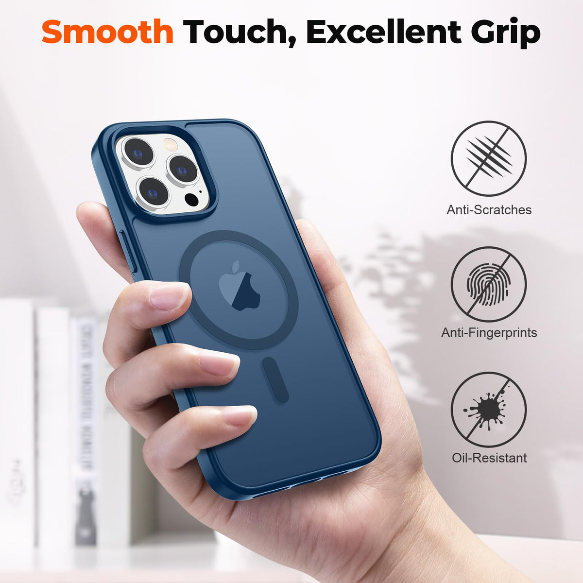 Magnetic iPhone 13 Pro Max Case Dark Blue B750